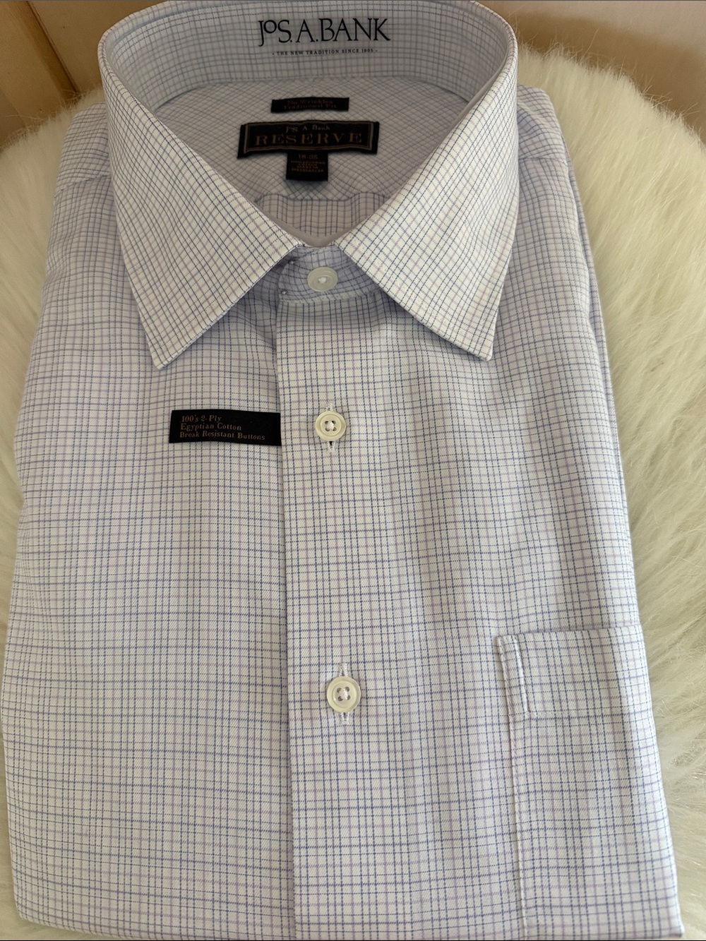 Jos. A. Bank Reserve Light Blue, White and lavender Windowpane Dress Shirt